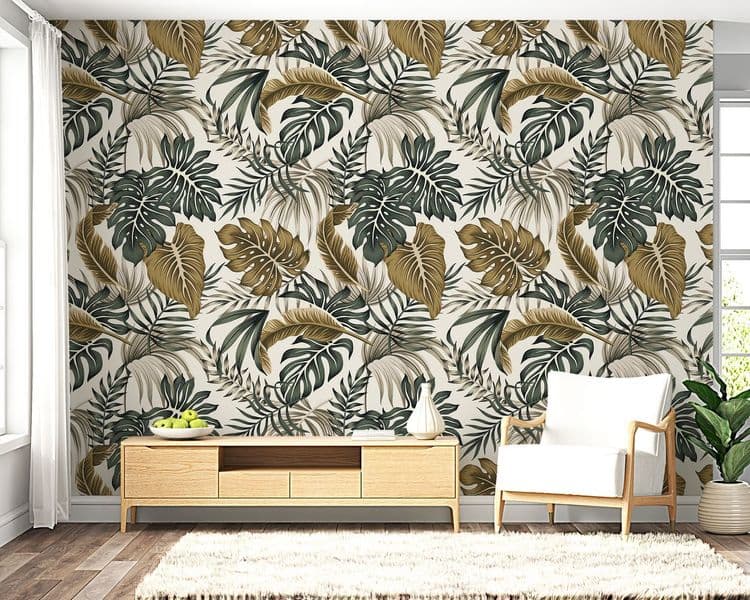 Tropical floral vintage foliage palm leaves seamless pattern grey background. Exotic jungle wallpaper.