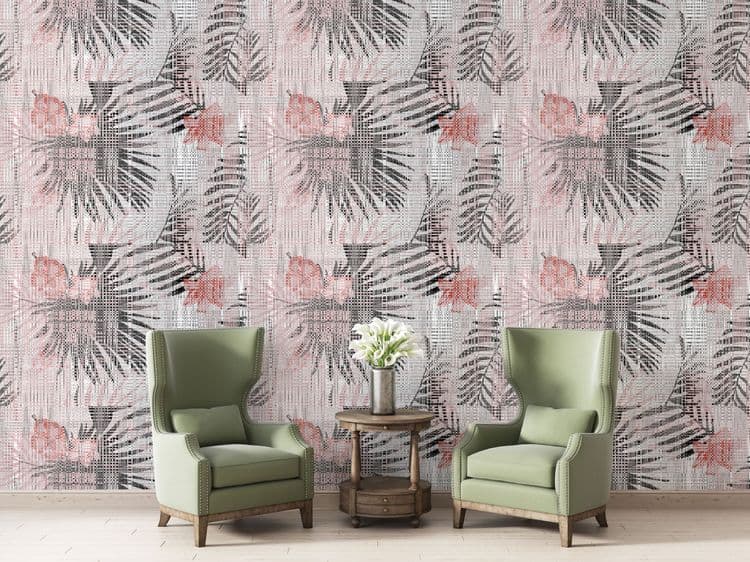 Pastel colored tropical palm banana leaves with texture background pattern on the ombre effect tissues